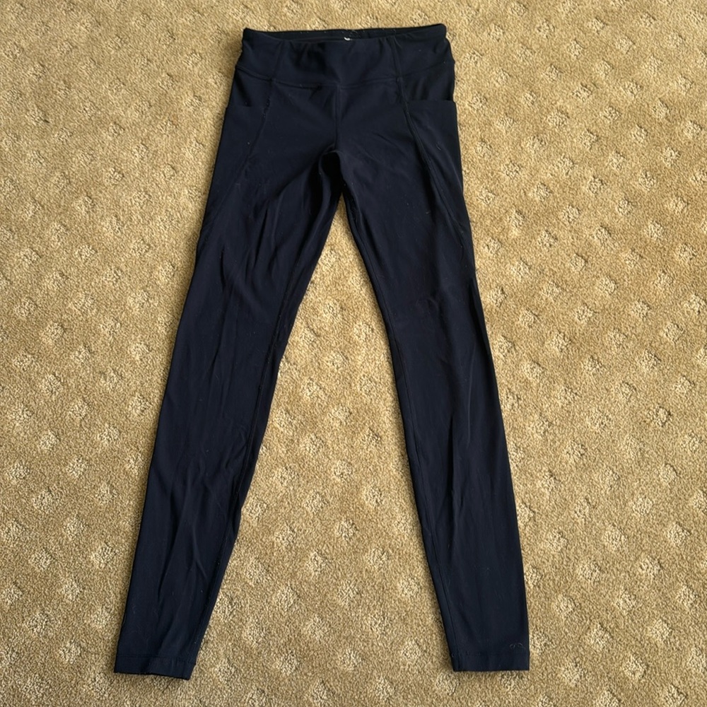 Athleta girl navy blue large long leggings with pockets